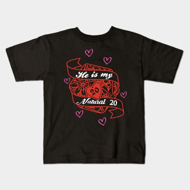 D&D Valentine's for Her Kids T-Shirt by Sunburst